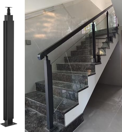 Garde-corps en verre pour escalier intérieur, poteaux de fixation en acier inoxydable pour balustres, poteaux de garde-corps pour balcons jardins usage résidentiel commercial(Mid Post,105cm(41.3in))