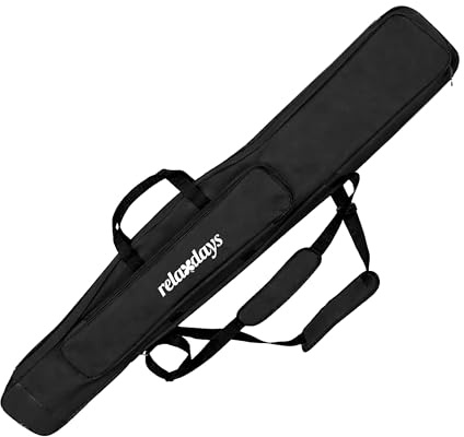Relaxdays Angeltasche, Rutentasche, 130 cm, für 3 Ruten, 5 Fächer, schwarz | gepolstert, Angelzubehör, groß, 1200D Oxford