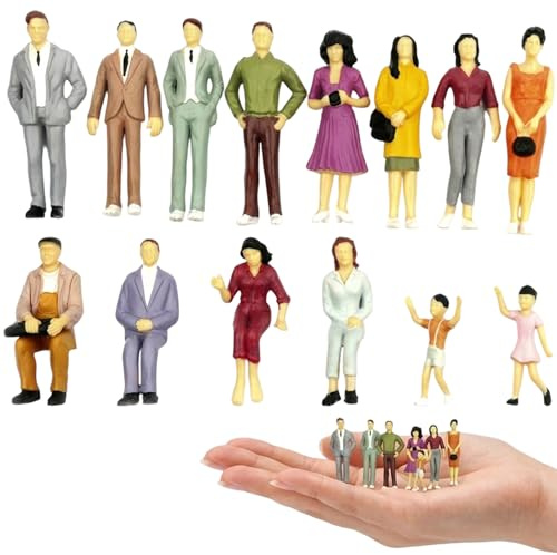 14 Stück Miniatur Menschen, Mini Figuren für Diorama und Museumsgestaltung, Mini Figuren Menschen Museum, 1:25 Maßstab, Farbige Modellfiguren für Szenengestaltung, Detailreiche Ausführung für Sammler
