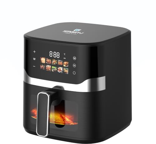 Friggitrice ad Aria 8L 2200W con Doppia Resistenza Superiore e Inferiore, Air Fryer Digitale con Display a Colori, 10 Programmi di Cottura, Finestra di Controllo e Temperatura 80-200°C