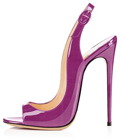 EDEFS - Scarpe da Donna - Tacco a Spillo - 12cm Alto - Pee Toe Sandali - Viola - Taglia 37