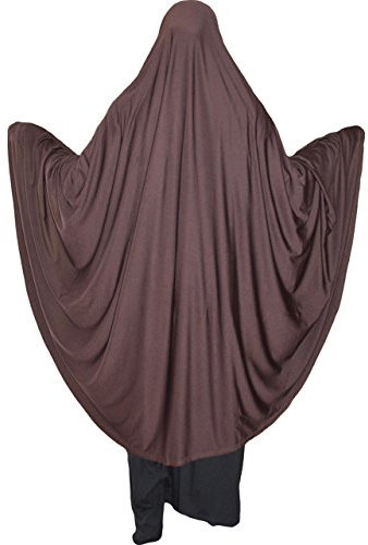 Yaqeen XL Khimar Hijab lycra Kopftuch für die Muslima, Gebetsset braun
