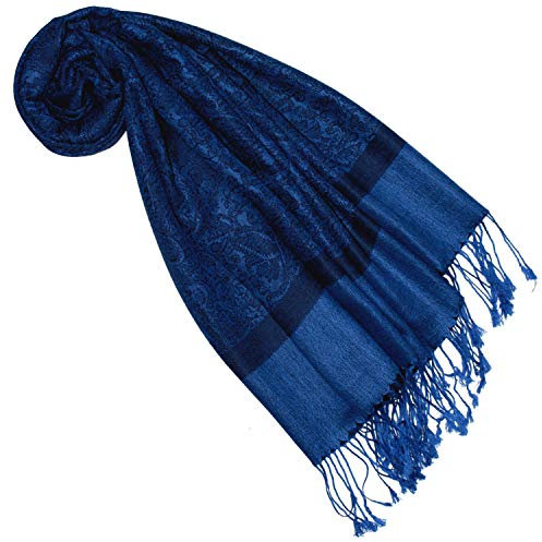 Lorenzo Cana Marken Pashmina Damenschal gewebtes Paisleymuster Damastwebart 70 cm x 180 cm Naturfaser Modal Schaltuch Schal Tuch Blau 9328777