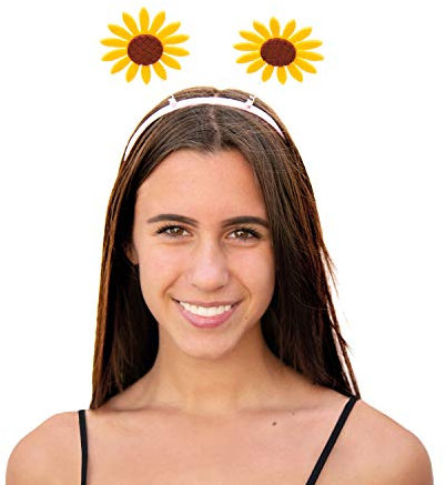 Oblique Unique® Haarreif mit Wackel Sonnenblumen Haarreifen Kostüm Accessoire für Karneval Fasching Motto Party Gelb Braun