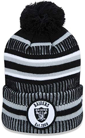New Era ONF19 Sport Knit Mütze Oakland Raiders Schwarz Grau, Size:ONE Size