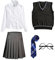 FStory&Winyee Zauberer Set Bluse Rock Weste Krawatte Brille Kostüm Zubehör für Kinder Erwachsene Zubehör Set Striped Tie Gestreifte Krawatte zum Karneval Fasching Halloween,2 Weiblich-blau,S