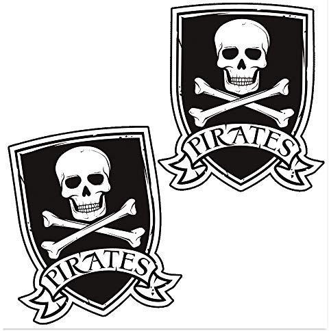 SkinoEu® 2 x Adesivi Vinile Stickers Autoadesivi Divertente Bandiera Pirata Jolly Roger Teschio Pirates Per Auto Moto Finestre Porta Casco Scooter Bici Motociclo Tuning B 243