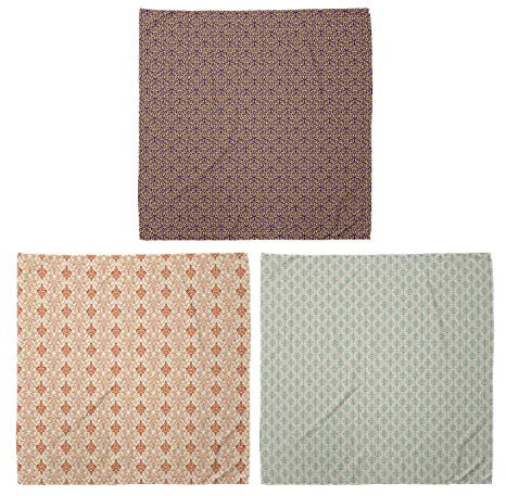 ABAKUHAUS Unisex Bandana, Damast Alte Rebe Motive byzantinische Retro Blumen verwitterter Blick Victorian, 3er Pack, Mehrfarbig