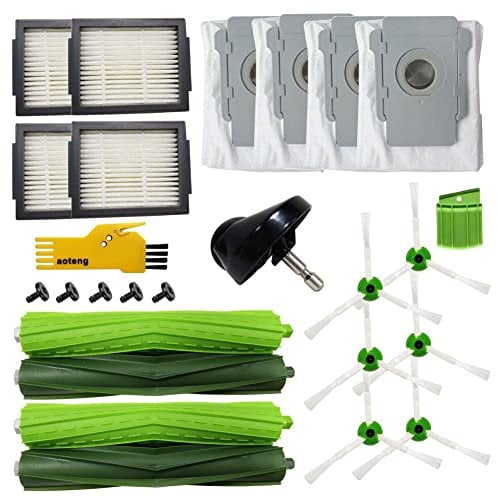 aotengou Kit de Accesorios de Repuesto para iRobot Roomba i3 i3+ e5 i7+ e6 i7 j7+ J7 E7 Robot Aspirador 25 Paquetes 2 Juegos de cepillos de Rodillo, 4 filtros, 6 cepillos Laterales, 4 Bolsas de vacío