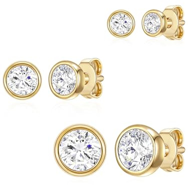 Rafaela Donata Damen Ohrstecker 3er 925/- Sterling Silber verziert mit Kristallen