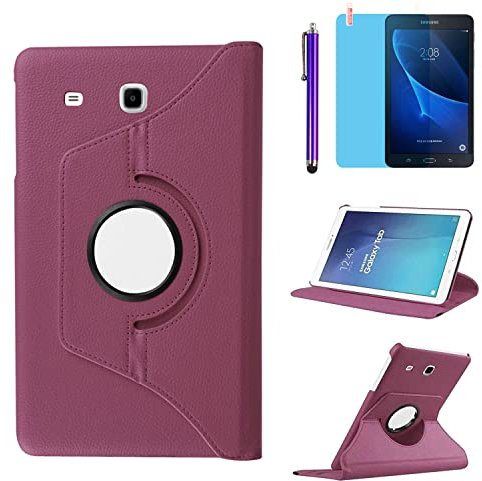 Custodia per Samsung Galaxy Tab A 7 pollici 2016 Tablet (SM-T280 SM-T285), con supporto girevole a 360°, con pennino capacitivo, pellicola per schermo (Purple)