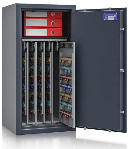 Secureo SafeHero Schlüsseltresor/Schlüsselsafe für 600 Schlüssel Osprey Key 6-D | Klasse 1 EN 1143-1 | Doppelbart-Doppelbartschloss | 5 ausziehbare Wände + 1 Fachboden| 1000x500x420 mm (HxBxT)