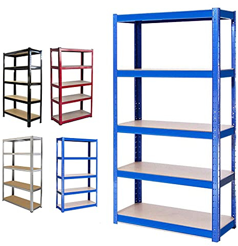 AUTOFU 5 Stöckiges Schwerlastregal Regal, Lagerregal Garagenregal, Metallregal Blau - 200cm x 100cm x 50cm