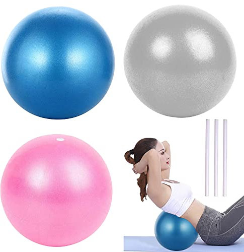 Gymnastikball,3 Stück Yoga Ball,25 cm Klein Pilates Ball,Dicker Anti Burst Gymnastikball,Anti Burst Pilates Ball,Für Fitness,Reha,Gymnastik,Rückentraining,Core Training(mit Aufblasbarem Strohhalm)