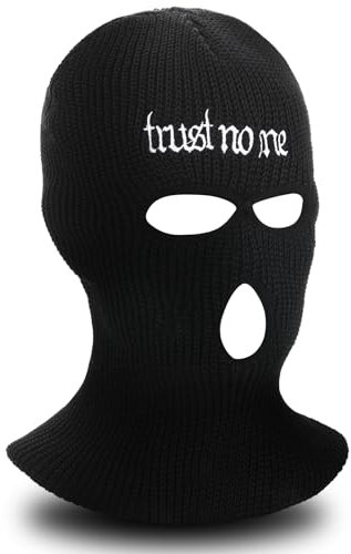 BBTO 3 Löcher Skimaske für Männer Sturmhaube Gesichtsmaske Volle Gestrickt Sturmhaube Winter Kopfhaube für Damen Herren (Schwarz)