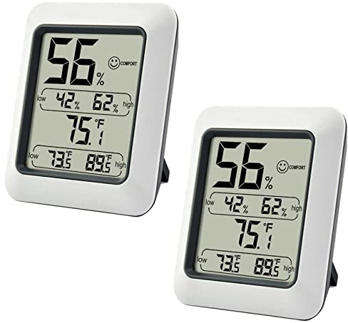 2 Stück TP50 Funk Thermo-Hygrometer Innen Mini LCD Digitales Thermometer Hygrometer Präzise Hygrometer Temperatur und Luftfeuchtigkeitsmesser Klima-Monitor Funkwetterstation mit Funk-Außensensor