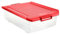 TATAY Caja Almacenaje Bajocama con Tapa, 32L de Capacidad, con Asas y Ruedas, Tapa 100% Materiales reciclados, Libre de BPA, Rojo. Medidas 40 x 57 x 18 cm