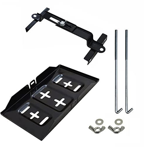 Universal Fit Car Battery Tray with Hold Down Clamps Adjustable Metal Battery Storage Holder Bracket Kit