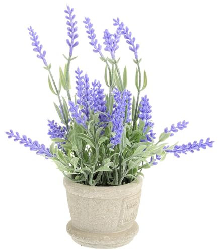 Veemoon Künstliche Lavendel-Topfpflanze, Mini-Blumentopf, realistische Kunststoff-Blumendekoration für Hochzeit, Zaumzeug, Innenbereich, Zuhause, Küche, Büro, Tischdekoration, Arrangements, Hochzeit