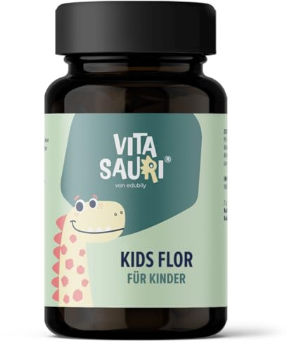 Vitasauri Kids Flor Bakterienkulturen Mix für Kinder - Pulver mit 10 Bakterienstämmen (u.a. Lactobacillus reuteri, Bifidobakterien) und Akazienfasern (100 g)