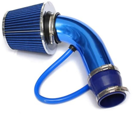 ANBOO Universal Cold Air Intake Filter Kit, Aluminium Induction Kit with Pipe Clamp Accessories Cone Air Filter Kit, Fits 64mm/2.5 to 76mm/3 Air Intake Hoses, Blue