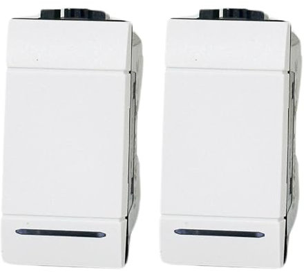 2 pezzi Prese Interruttori Deviatori, 16A 250V - Compatibile con Bticino Living Light e Living International - Adatto per Casa e Ufficio (2 Pezzi Deviatore, Bianco)