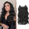 FESHFEN Invisible Hair Extensions Secrets Haarverlängerungen mit Draht Natürliches Schwarz Synthetisch Verstellbar Lockiges Haar Langes Gewelltes Geheimes Haarteil für Frauen 45cm