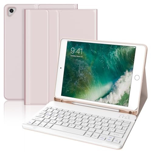 WINCHKING Clavier iPad 6 Génération, étui avec clavier pour iPad 9.7, coque clavier Bluetooth italien magnétique clavier iPad 5, iPad Pro 9.7, iPad Air 2, iPad Air 1, rose clair