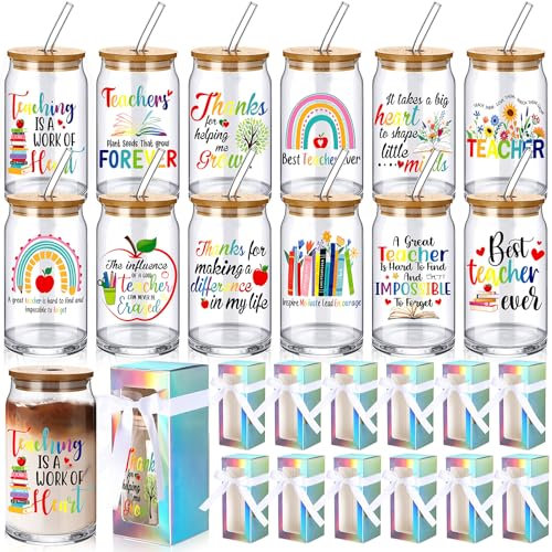 Layhit Glasbecher für Lehrer, 473 ml, 12 Stück
