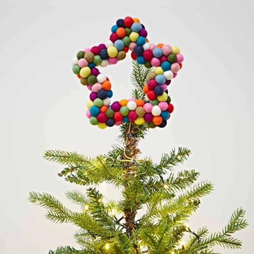 Filzstern-Baumspitze – Wolle Weihnachtsspitze – ausgefallener Baumstern – Filz-handgefertigte Weihnachtsdekoration – klassische Baumdekoration (mehrfarbig)