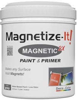 Magnetize-It! Magnetische Wandfarbe mit Grundierung (wasserbasierend) - GRAU - | 1L | 1000ml | Deco Color Extra Haftung, Flaechenergiebig und Nachhaltig, Allzweck-Innenraumfarbe
