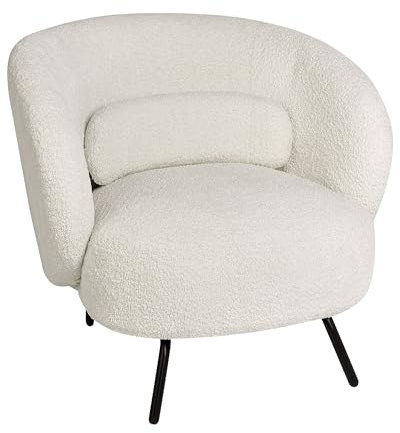 Beliani Sessel Bouclé Creme weiß mit schwarzen Beinen gepolstert Glamour Design Makela