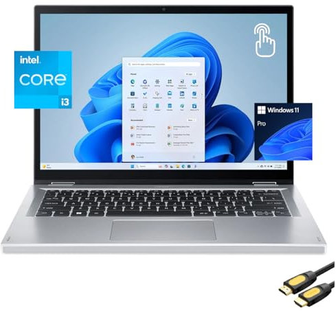 acer Aspire 3 Spin Laptop 2 en 1, pantalla táctil IPS WUXGA de 14 pulgadas 1920 x 1200, i3-N305 (hasta 3.8 GHz), 8 GB de RAM, SSD NVMe de 512 GB, cámara web, USB-C, BT, WiFi 6, HDMI, SPS HDMI, Win 11