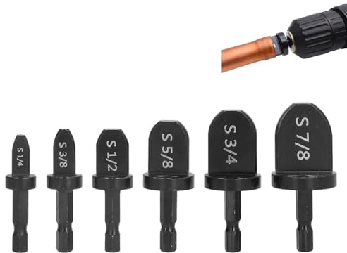 Copper Pipe Expander Swaging Tool, 6Pcs Air Conditioner Precision Flaring Drill Bit Set Manual Pipe Swage Tool Drill Bit for Soft Copper Tubing (Hex Handle)