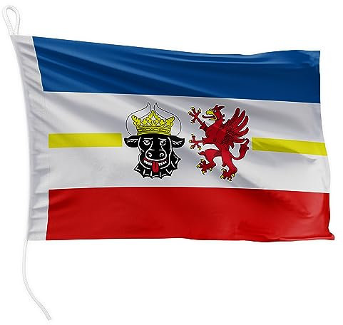 FLAGLY Premium Bootsfahne Mecklenburg-Vorpommern 40 x 60 cm - 115g/m² Stoffgewicht - gedruckt, robust mit Strick & Schlaufe, Bootszubehör Motorboot (40 x 60 cm - Mecklenburg-Vorpommern)