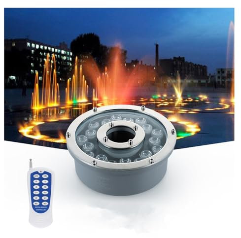 LGJEGD Led Ring Fountain Light, 18w Ip68 Wasserdicht 12-24v Teich Lichter RGB Farbwechsel mit Kontrolle