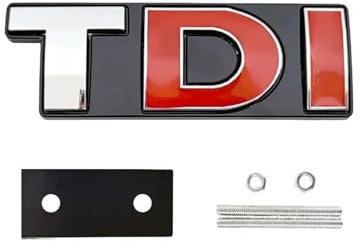 3D-Metall-TDI-Logo, Auto-Kühlergrill-Emblem-Aufkleber, Kotflügel, seitlicher Kofferraum, Auto-Abzeichen-Dekor, kompatibel mit Golf MK4 MK5(Grille Red DI)