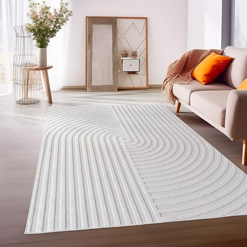 HomebyHome In & Outdoor Teppich Wetterfest 3D Optik Natur 120 x 170 cm - Balkon Teppich Wasserfest, Waschbar, Flachgewebe - Ideal für Küchenläufer, Camping, Garten und Terrasse