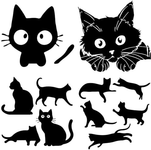 GORGECRAFT 4 Stili 4pz Adesivo per Auto Silhouette di Gatto Nero Riflettente Gattino Animale Domestico Paraurti per Auto Decalcomanie Impermeabile Pet Adesivi per Decorazione Esterna Pareti Computer