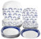Baroni Home Servicio de Platos de 18 Piezas de Porcelana y Gres, Servido de Mesa Colorida para 6 Personas, Plato Hondo, Llano, de Fruta o Postre, Arcos Azules