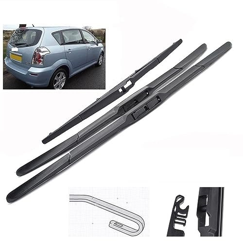 Lqmltsy 3-teiliges Scheibenwischer-Set for vorne und hinten, kompatibel mit Toyota Corolla Verso 2004–2009, Windschutzscheibe, Windschutzscheibe, Fenster, 26+16+11