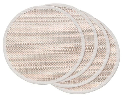 Hausattire Lot de 4 sets de table ronds en bambou lavables pour table de salle à manger, cuisine, fêtes, barbecues, événements, Noël, Nouvel An, 35,6 cm, beige