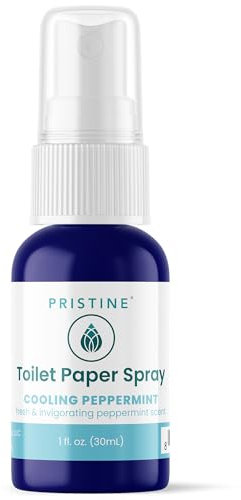 PRISTINE Toilet Paper Spray - As Seen on Shark Tank, More Natural Flushable Wet Wipes Alternative, Spray Toilet Paper to Create Flushable Wipe, Cooling Peppermint, 1 fl oz Travel Size