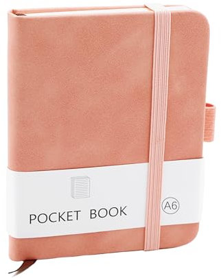 CiciIng Notizbuch Klein A6, Taschennotizbuch mit Gummizugverschluss, Mini Notizbücher mit Stifthalter, Taschen Journal Notizblock für Schule Büroarbeiten (Rosa)