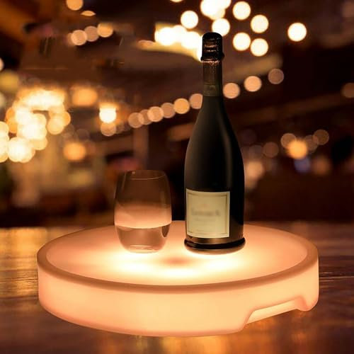 KHZKHC Plateau De Bar Lumineux À LED Multicolore, Plateau De Service Lumineux À LED, avec Télécommande, Plateau De Service pour Pub, 16 Commandes Monochromes, 4 Modes De Dégradé