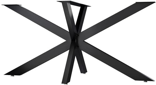 CLP Tischbeine Hardwick I Tischkufen für DIY-Tische mit Höhe 71 cm I Sternförmiges Tischgestell aus pulverbeschichtetem Stahl, Farbe:Industrial schwarz, Größe:150x78x71 cm