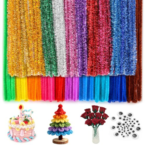 200 Stück Pfeifenreiniger, bunte Pfeifenputzer zum Basteln, Chenilledraht in 20 Farben, Pfeifenputzerdraht für Dekorationen, DIY-Handwerksprojekte