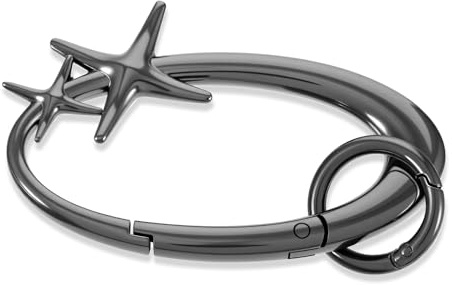 Star Karabiner, Y2k Schlüsselanhänger, Glänzendes Extra Groß Karabiner Aus Zinklegierung, Schwarz, Robuster Hakenhalter Für Autoschlüssel, Handtasche, Rucksack