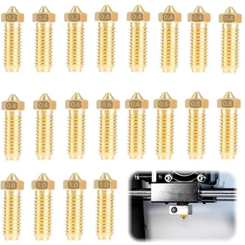 Ajxwde 20 Stück Messingdüsen Set, 8 Stück 0,4 mm und 3 Stück 0,2/0,6/0,8/1,0mm Düsen Set für Anycubic Kobra 2, Kobra 2 Neo, Kobra 2 Pro, Kobra 2 Plus, Kobra 2 Max 3D Drucker