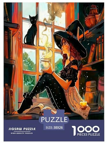 1000 Stück Hexe Puzzles Familien-Puzzlespiel Heimdekoration Herausforderndes Zaubererwelt Puzzle Für Damen, Herren, Kinder Ab 14 Jahren 38x26cm/1000pcs